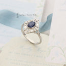 Art Deco Style Platinum Sapphire & Diamond Cluster