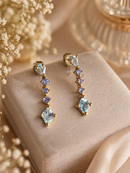 9ct Gold Tanzanite and Aquamarine Drop Earrings