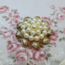 Stunning Vintage Mid-Century Faux Pearl & Enameled Leaf Brooch