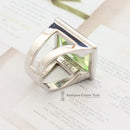 Daniel Swarovski Paris Collection Sterling Silver & Green Synthetic Spinel Statement Ring