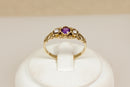 9ct Gold Amethyst & Seed Pearl Trilogy Ring