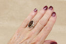 Vintage Sterling Silver & Smoky Citrine Statement Ring – Stamped SILVER
