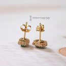 18ct Emerald & Diamond Cluster Earrings