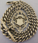 Victorian Antique Solid Sterling Silver Albert Pocket Watch Chain t-Bar & Fob Bir 1899