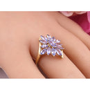 9ct Gold Tanzanite Cluster Ring – Marquise Cut Floral Design – Size Q