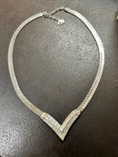 Vintage Christian Dior Silver Plated & Rhinestone Necklace