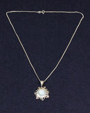 Elegant Sterling Silver & Blue Sea Glass Sun Pendant with Chain