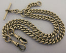 Heavy Antique Solid Sterling Silver Double Albert Pocket Watch Chain Bir 1912