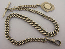 Victorian Solid Sterling Silver Albert Pocket Watch Chain t-Bar & Fob Bir 1896