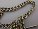 Antique Solid Silver Double Albert Watch or Neck Chain & Fob 23 inch Long Bir 1902