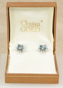 Stunning Silver, Topaz & Gold Overlay Forget-Me-Not Stud Earrings by Clogau – Boxed