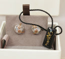 Charming Silver & Welsh Gold Overlay Mother of Pearl Stud Earrings by Clogau – Boxed