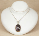 Impressive Sterling Silver & Spotted Jasper Agate Pendant with 18-Inch Silver Chain