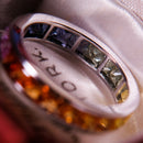 18ct White Gold Rainbow Gradient Veri-hue Sapphire Full Eternity Ring Size L