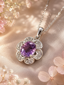 9ct White Gold Amethyst and Diamond Pendant Necklace