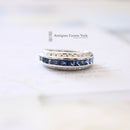 18ct White Gold Sapphire & Diamond 3 Row Half Eternity Ring