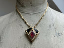Vintage Christian Dior Art Deco Style Pendant Chain Necklace