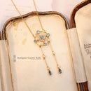 Victorian 15ct Aquamarine & Seed Pearl Necklace