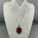Arts and Crafts style silver and cornelian pendant necklace
