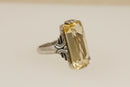 Art Deco Silver & Lemon Citrine Ring