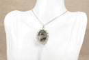 Impressive Vintage Sterling Silver & Moss Agate Pendant with Silver Chain