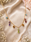 9ct Gold Multi Gemstone Belcher Chain Necklace