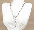 Silver Blue Topaz & Quartz Floral Statement Necklet