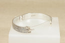 Vintage Solid Silver Bark Effect Hinged Bangle