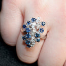 14ct white gold sapphire and diamond cluster ring