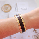 Rare Vintage 1973 GROSSE Germany Burgundy Leather & Gold Plated Bangle Dior Era
