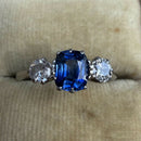 Antique 18ct White Gold & Platinum Sapphire & Diamond Three Stone Ring