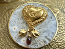 Vintage Christian Lacroix Heart, Charm & Cabochon Statement Brooch