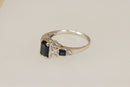 Stunning 14ct White Gold Sapphire & Diamond Art Deco Style Ring