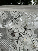 Victorianna classic period design cotton lace Pure white colour panel readymade 58"/52” cotton