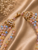 Vintage Multi Strand Aurora Borealis Crystal Necklace - Pastel