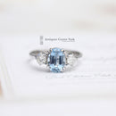 18ct White Gold Aquamarine & Diamond 3 Stone 0.35ct