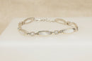 Pretty Sterling Silver, Mother of Pearl & CZ Link Bracelet