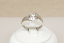 Stylish & Chunky Sterling Silver CZ Solitaire Twist Ring