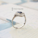Art Deco Style Platinum Sapphire & Diamond Cluster