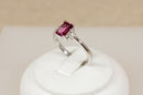 Elegant 18ct White Gold Rhodolite Garnet & Diamond Ring – Birmingham 2004