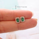 18ct Emerald & Diamond Cluster Earrings