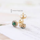 18ct Emerald & Diamond Cluster Earrings