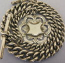 Heavy Antique Solid Sterling Silver Albert Pocket Watch Chain & Fob Bir 1901