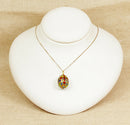Silver Gilt Cloisonne Russian Style Egg Pendant & Silver Gilt Chain