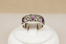 Stylish Sterling Silver & Amethyst Studio Art Nouveau Style Band Ring