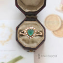 Early Edwardian 9ct Chrysophrase & 1/2 Pearl Heart Ring