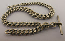 Very Heavy Antique Solid Sterling Silver Albert Pocket Watch Chain & T-Bar Bir 1893