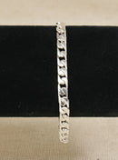 Stylish Italian Silver Flat Curb Link Bracelet – 8” with Safety Catch