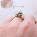 Vintage Platinum Southsea Pearl & Diamond Cluster Ring