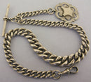 Heavy Antique Solid Sterling Silver Albert Pocket Watch Chain & Fob Bir 1901